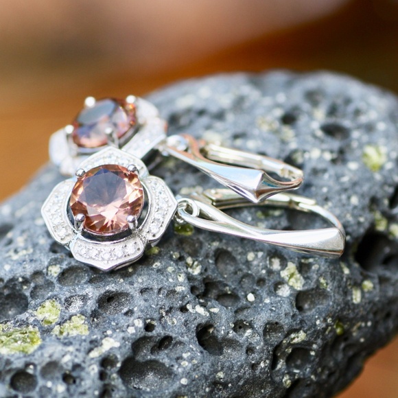 Color Change Diaspore Earrings Sterling Silver Flower Drop Earrings Nickel Free - Picture 6 of 11